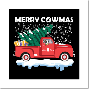 Merry Cowmas Funny Cow Ugly Christmas Xmas Posters and Art